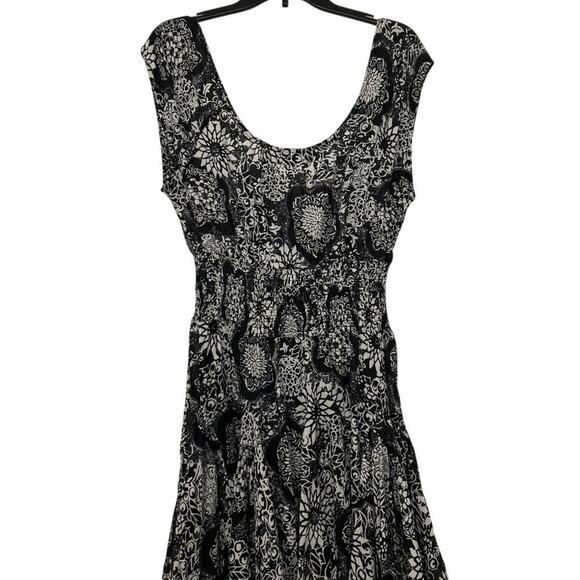 Grace Elements Black & White Cotton Milkmaid Asymmetrical Layered Midi Dress M - Picture 11 of 13